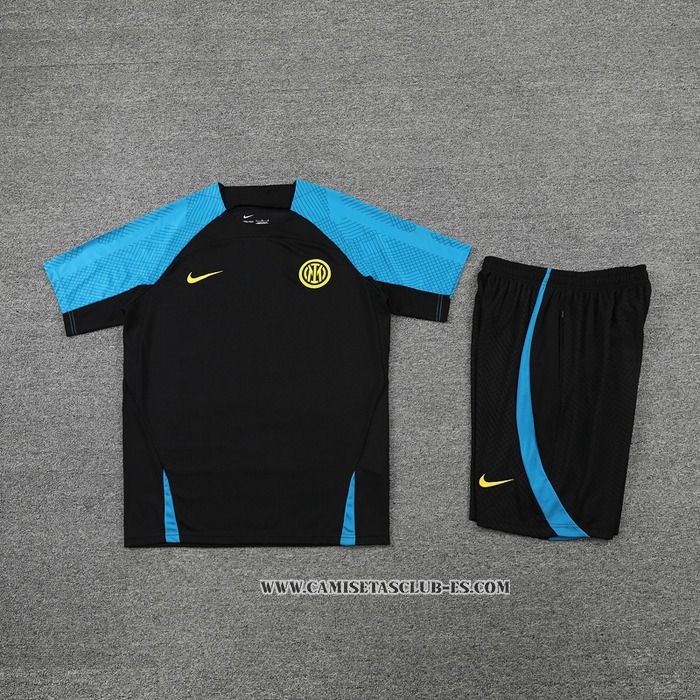 Chandal del Inter Milan 22-23 Manga Corta Negro - Pantalon Corto